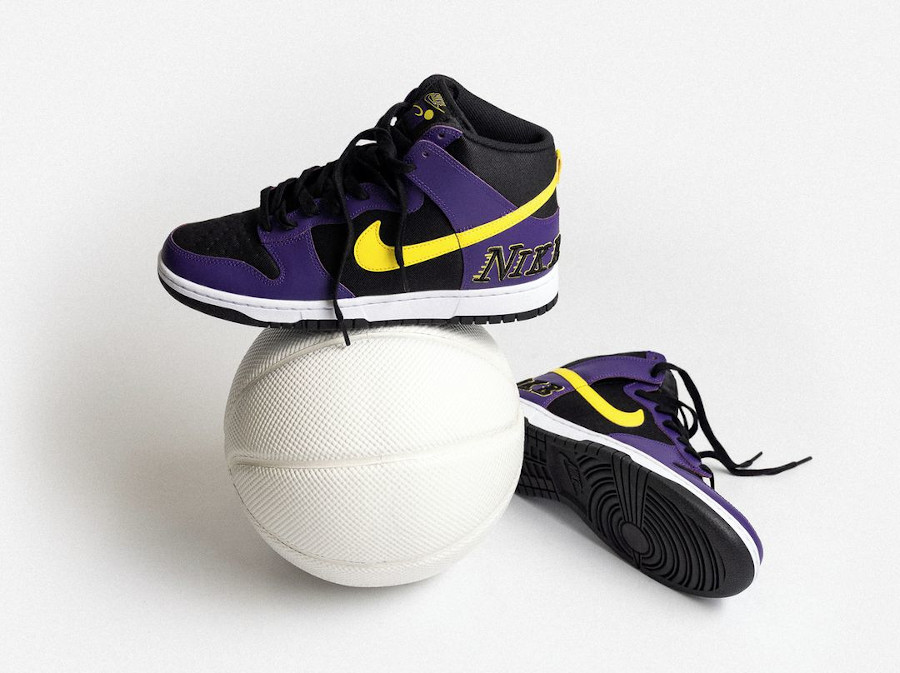 Nike Dunk Hi 2021 noir violet et jaune (6)