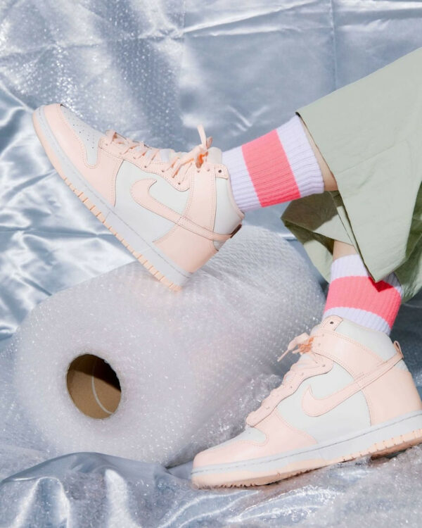 crimson tint dunk high on feet