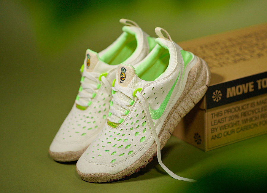 Nike Free Run Trail Premium Piñatex beige et vert fluo (0)