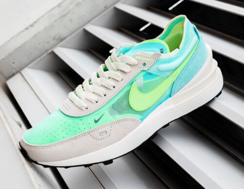 nike waffle one bleached aqua