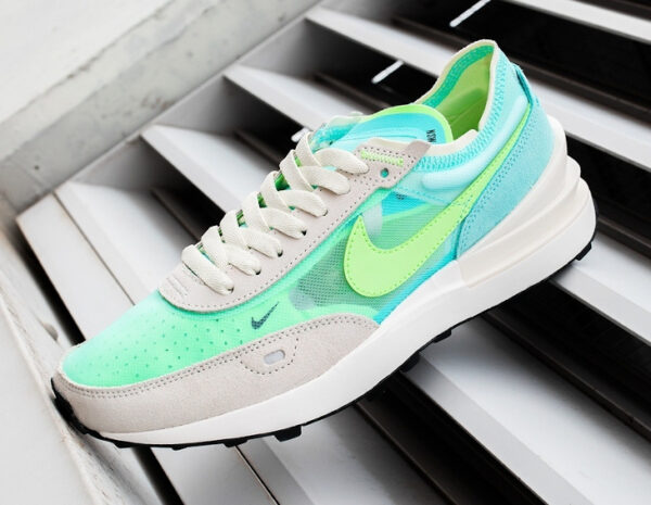 nike waffle one bleached aqua