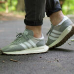 Adidas Retropy E5 Boost Grise Solid Grey on feet Q47101