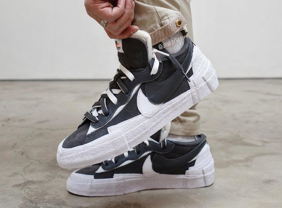 nike sacai blazer low grey