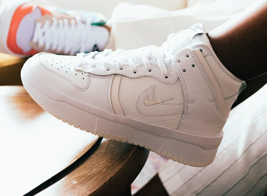 Nike Wmns Dunk High Up Summit White on feet