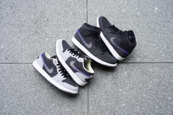 AJ1 Crater Low Mid SE Black Grey Move to Zero recyclées