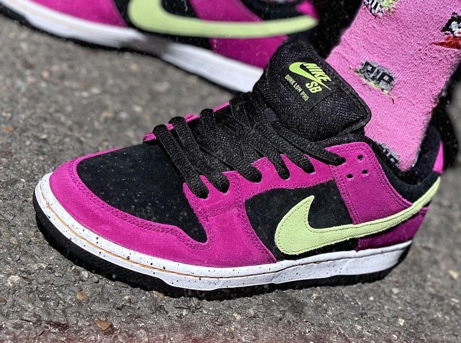 Nike SB Dunk Low Pro ACG Terra Red Plum Citron on feet