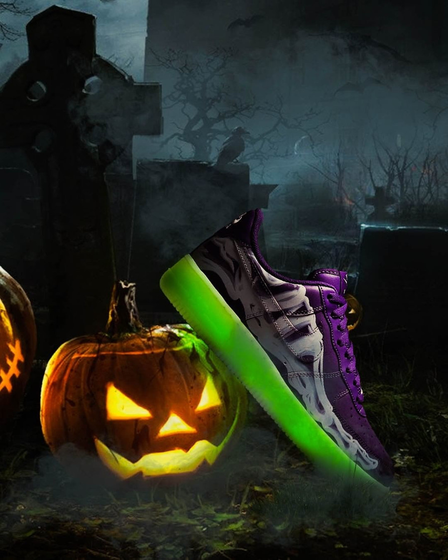 Nike AF1 'Squelette' Purple Skeleton Halloween 2021