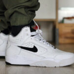 Nike Air Flight Lite Mid OG White Black Retro 2021 30th on feet