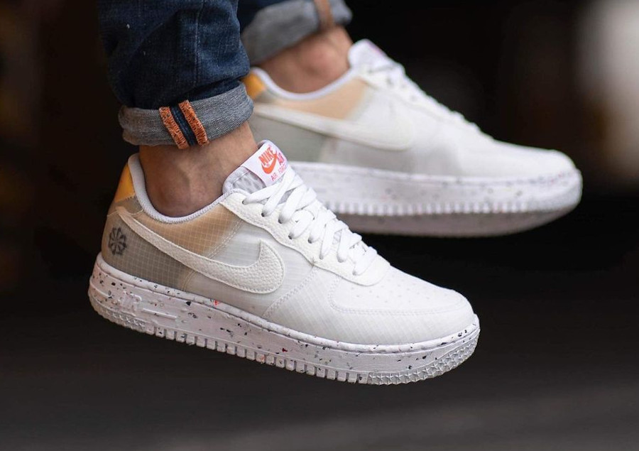 Nike Air Force 1 AF1 Crater recyclée White Orange