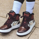 Air Jordan 1 AJ1 Mid Acclimate Brown Basalt Light Chocolate on feet