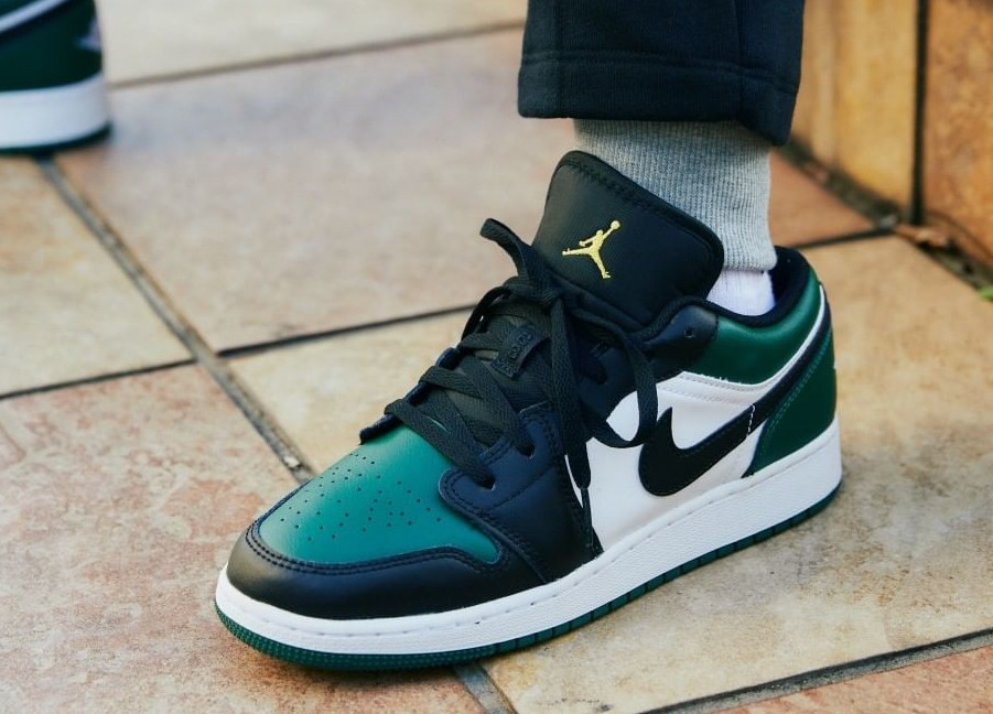 Air Jordan 1 AJ1 Retro Low Green Toe (bout vert foncé) 2021 (couv)