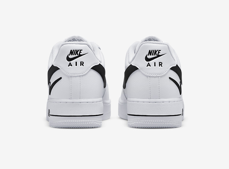 Nike Air Force 1 '07 Low blanche et noire (Swoosh découpé) (1)