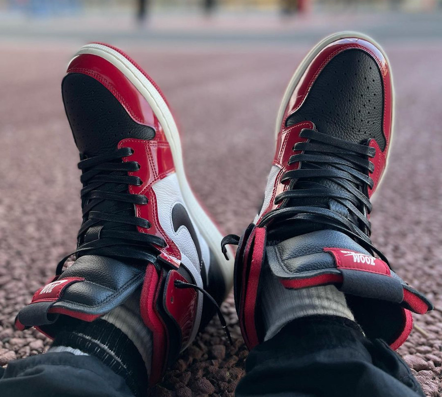 Air Jordan 1 Air Zoom Comfort 'Gym Red' Patent Chicago Black Toe on feet