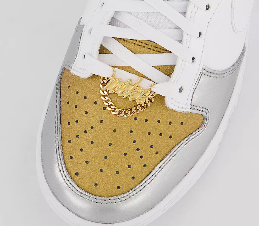 Nike Dunk Low SE dorée et gris argent métallique 2022 (5)