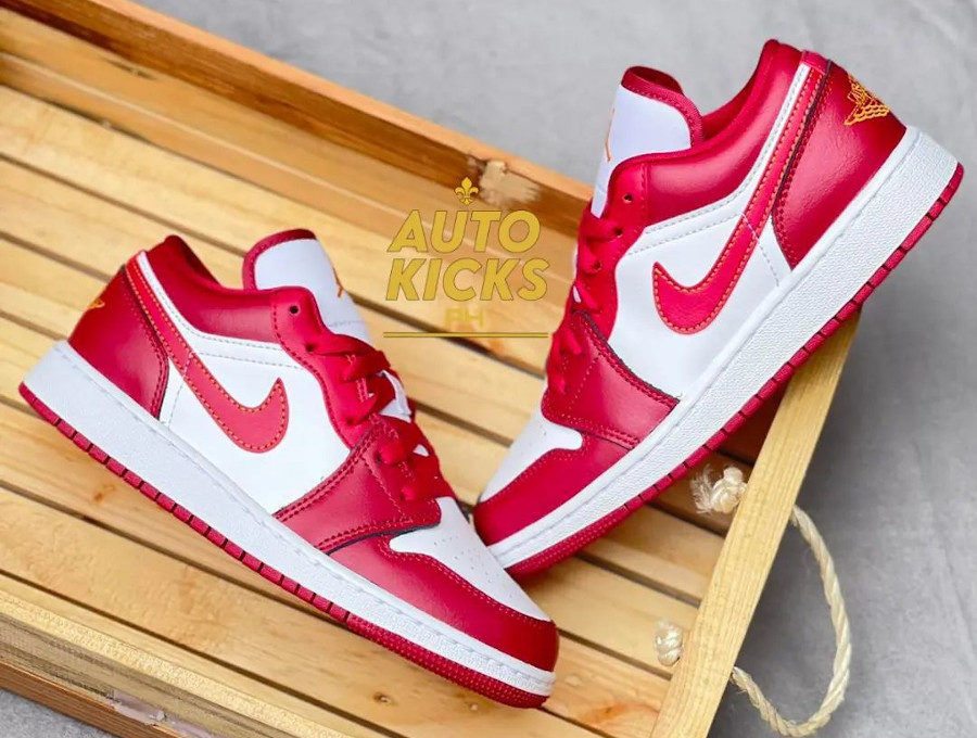 AJ1 Low Cardinal Red (Rouge Curry clair)