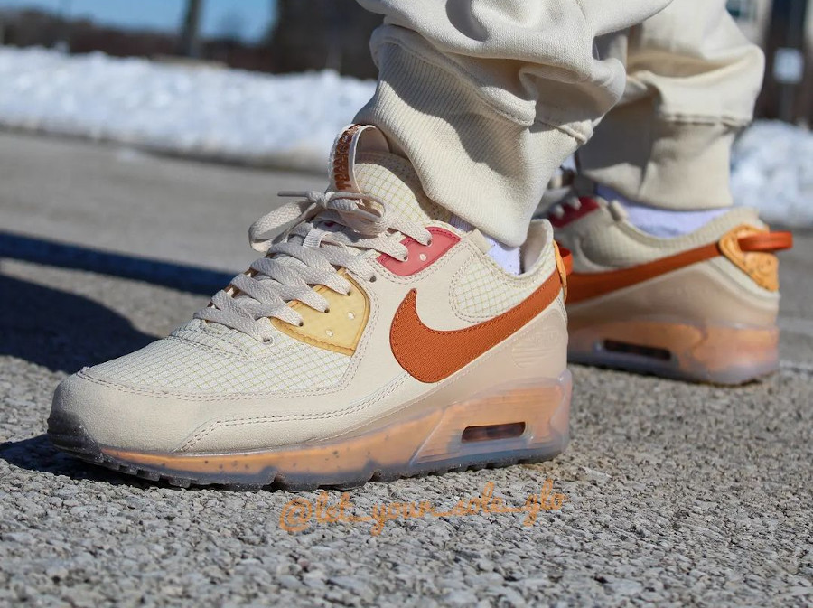 Nike AM90 Terrascape Fuel Orange Hot Curry on feet