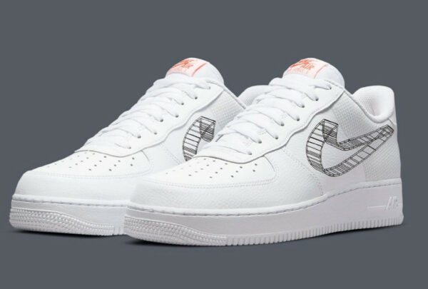 Nike Air Force One blanche Swoosh en 3 dimension 1 600x405