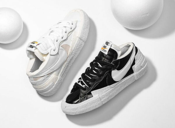 Nike Blazer Low x Sacai White Black Patent Leather 600x439