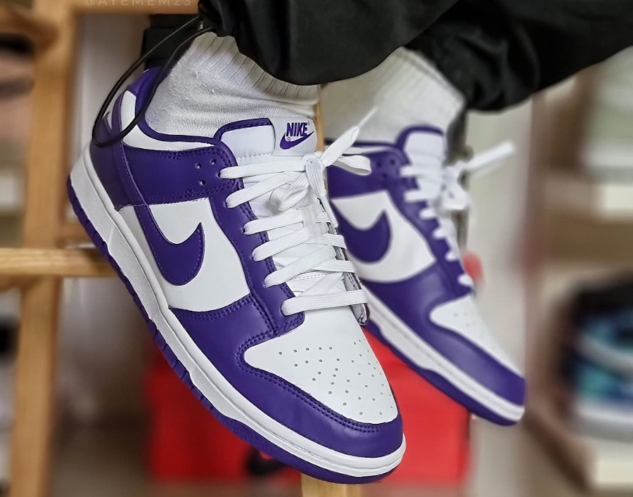Nike Dunk Low blanche et violet on feet (2)