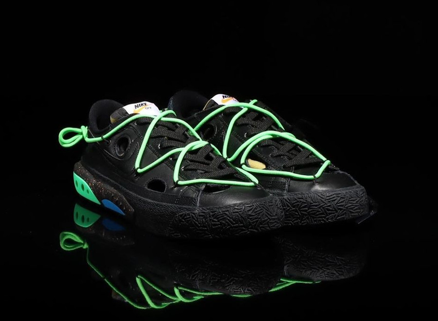 Nike Blazer Low OW 77 noire et vert fluo DH7863-100 (2)