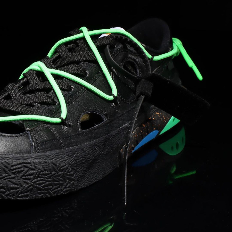 Nike Blazer Low OW 77 noire et vert fluo DH7863-100 (3)