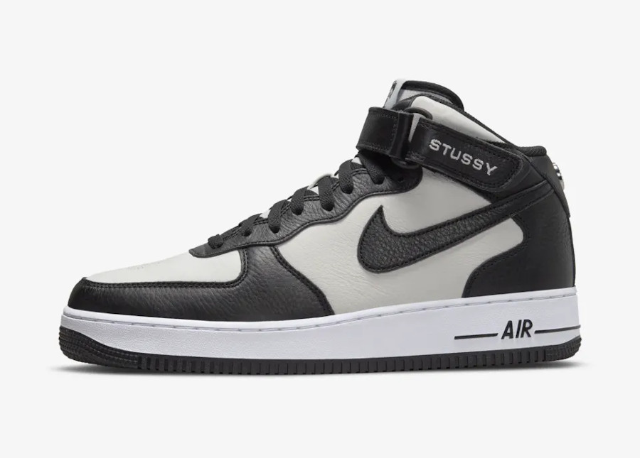 Stüssy x Nike Air Force 1 Mid Black and Light Bone