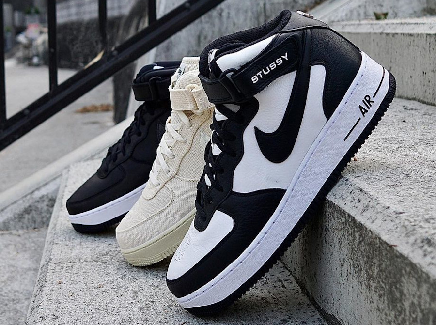 Buy Stussy x Air Force 1 Mid 'Black White' - DJ7840 002 - Black