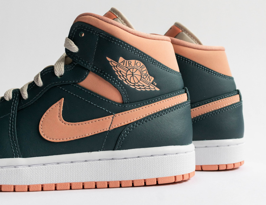 Air Jordan 1 Mid Salmon Dark Teal Green BQ6472 308