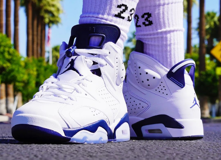 Air Jordan 6 blanche et bleu marine (2)