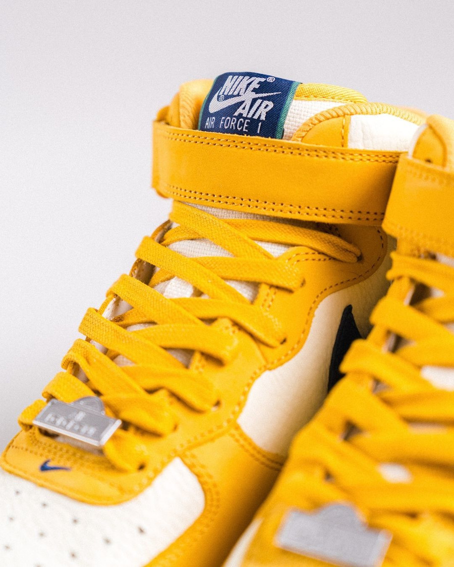 Nike Air Force 1 Mid jaune blanche et bleu marine (7)
