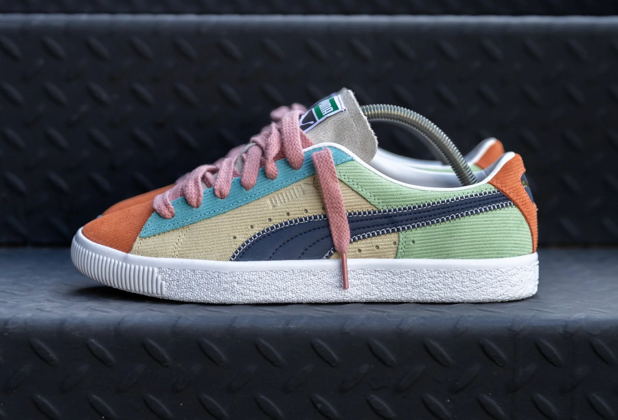 Puma Suede en velours côtelé orange rose bleue (6)