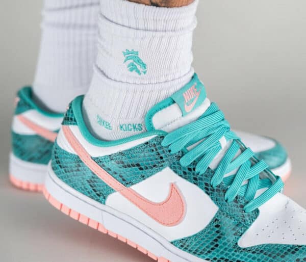 herren nike dunk low snakeskin washed teal dr8577 300