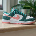 Nike Dunk Low peau de serpent bleu sarcelle et rose (7)