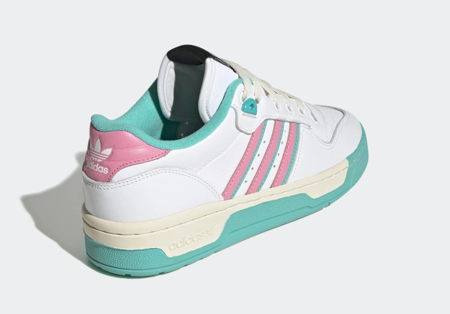 Adidas Rivalry Low blanche vert turquoise et rose (2)