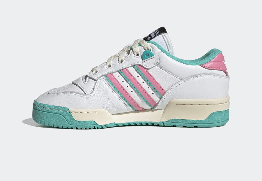 Adidas Rivalry Low blanche vert turquoise et rose (3)