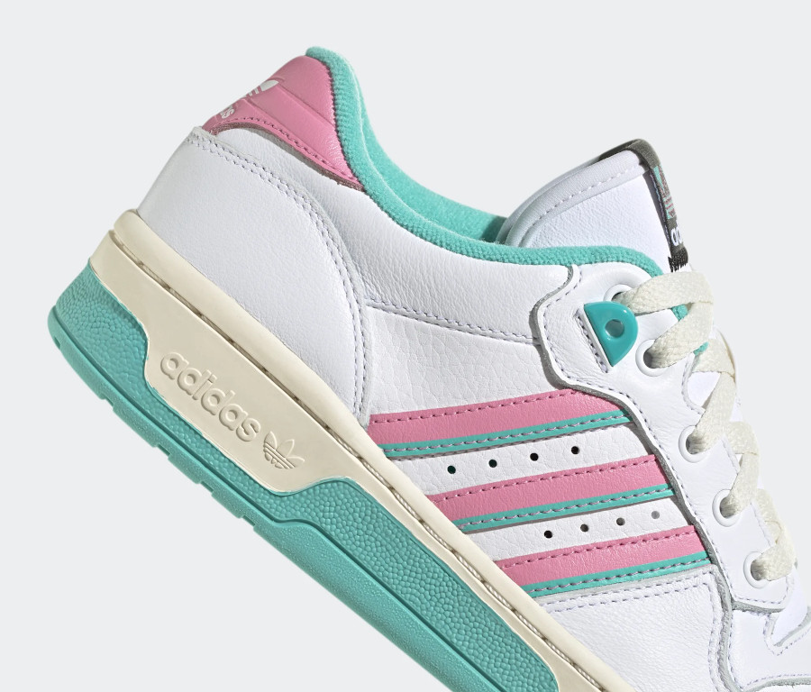 Adidas Rivalry Low blanche vert turquoise et rose (6)