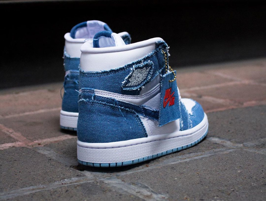 Air Jordan 1 Hi pour fille en jeans bleu (4)