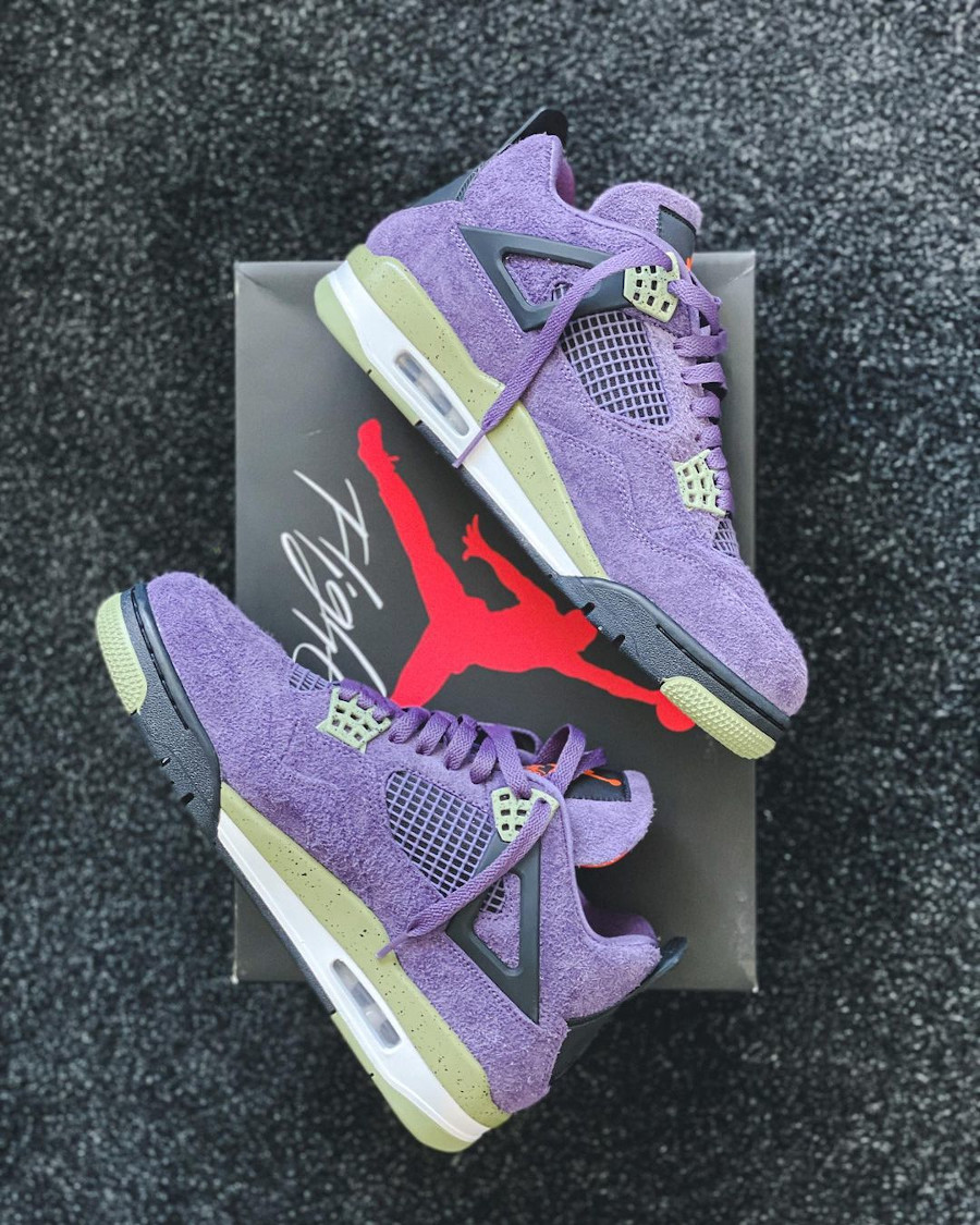 Air Jordan 4 fille en daim duveteux violet (3)