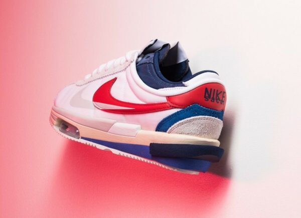 Nike Cortez Sacai blanche bleue et rouge (6)