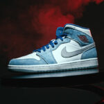 Air jordan 1 Mid bleu ciel blanche et grise (5)