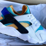 Nike Air Huarache blanche vert turquoise jaune doré (6)