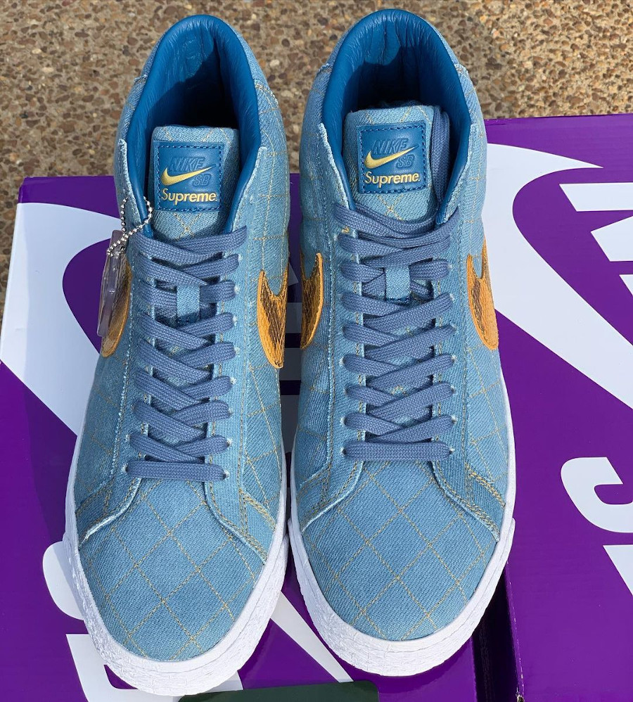 Nike Blazer SB Mid Supremeny en denim matelassé bleu (1)