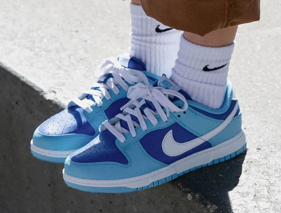 Nike Dunk Low blanche bleu ciel bleu marine (4)