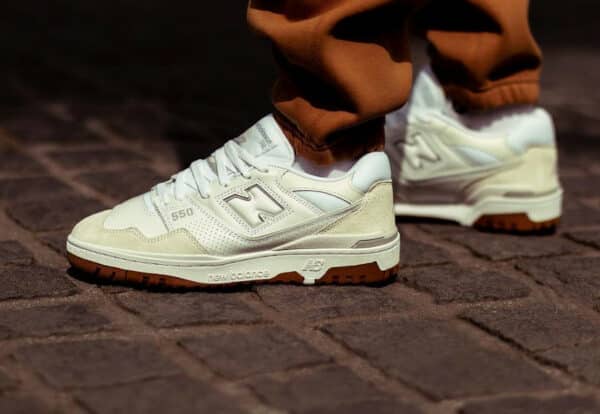 New balance blanche et marron sale