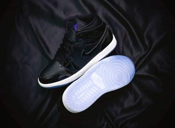 Air Jordan 1 Mid Space Jam vernis noir brillant DV1308-004