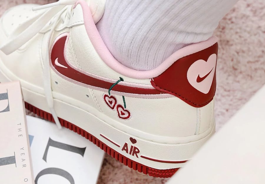 Nike Air Force 1 Low V-Day Cherry Heart on feet (1)