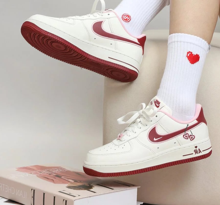 Nike Air Force 1 Low V-Day Cherry Heart on feet (3)