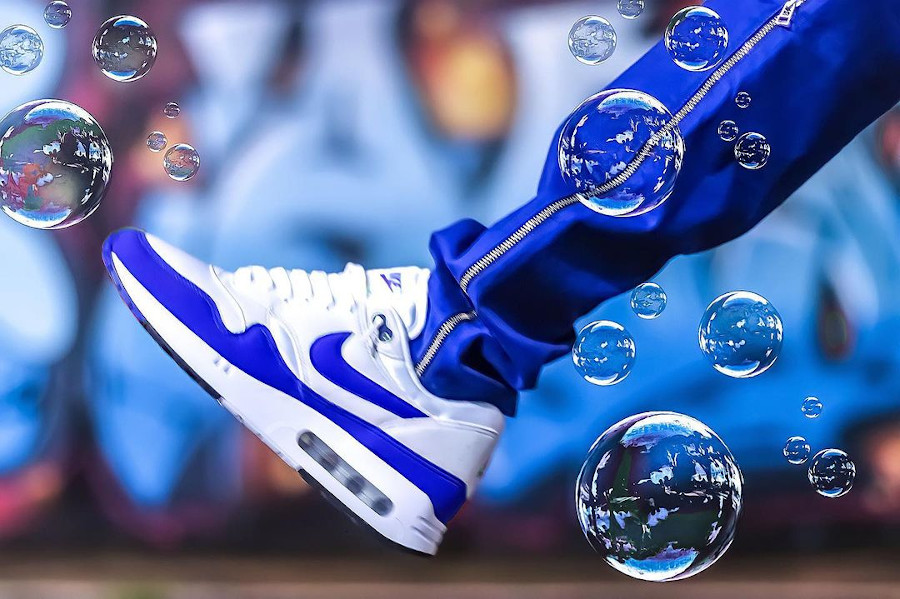 Nike Air Max 1 Big Bubble Royal Blue on feet (2)
