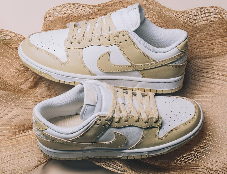 Nike Dunk Low blanche et or équipe (3)