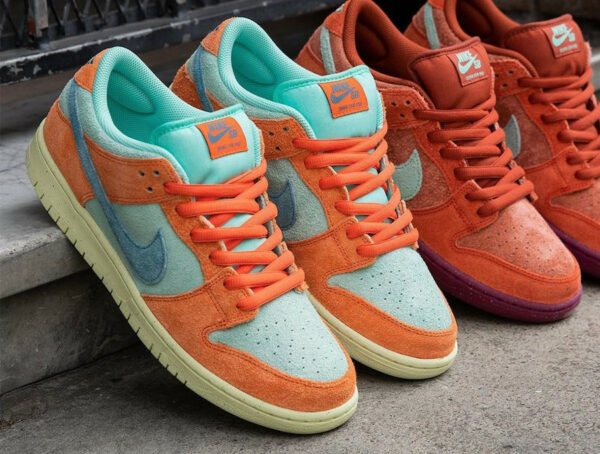 Nike SB Dunk Low Pro PRM Orange Emerald Rise Noise Aqua 600x454